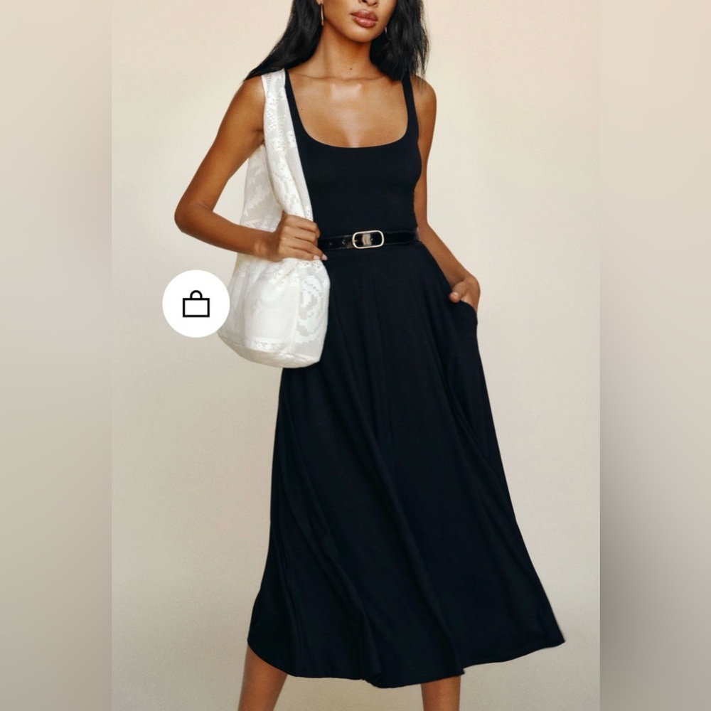 Reformation Rou Classic Black Sleeveless Midi Dress Sz XL